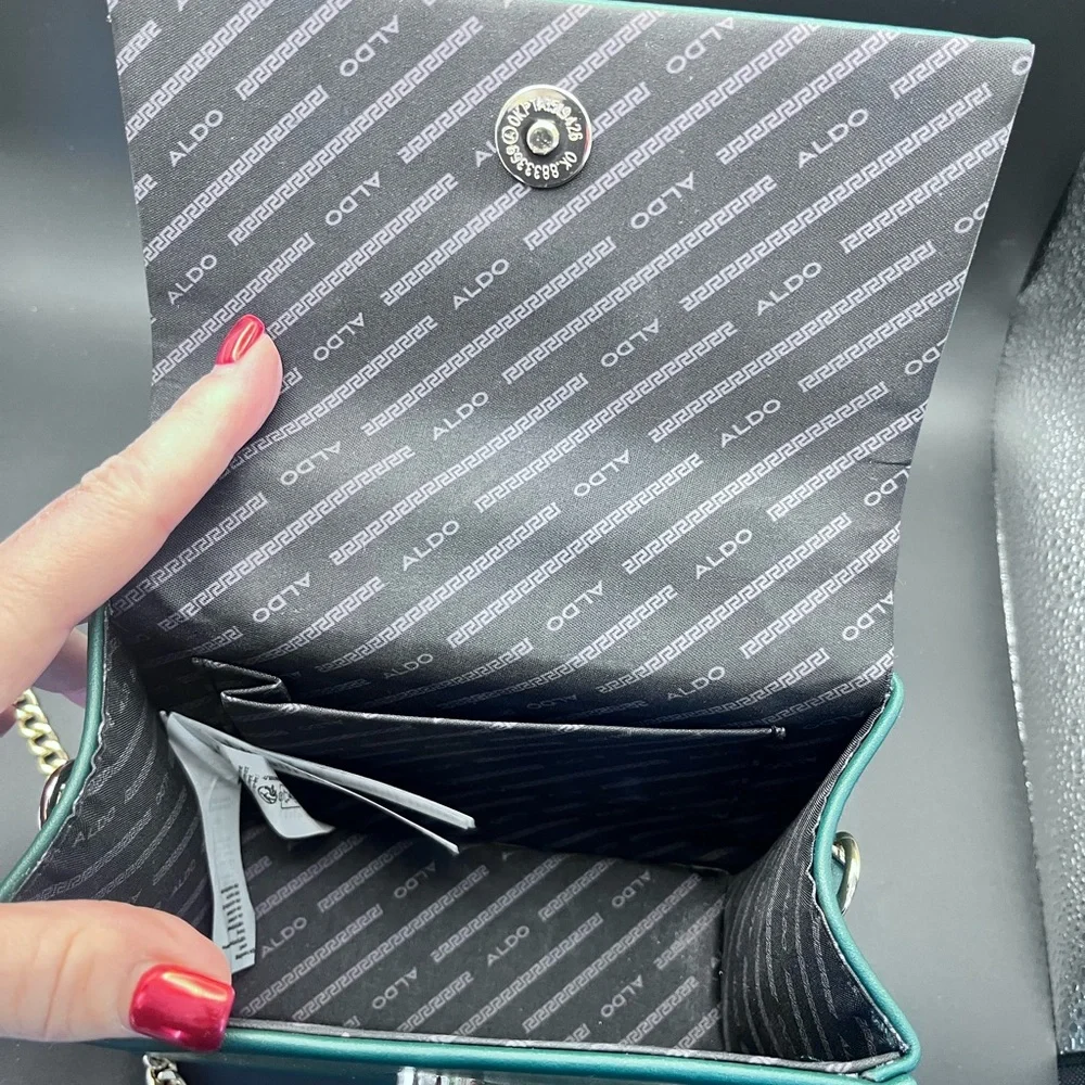 Aldo Teal Mini Bag with Gold Chain - Picture 7 of 9